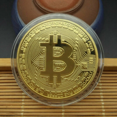 1PCS Gold Bitcoin Coins Commemorative Limited Edition 24K Gold Plated Bit Coin