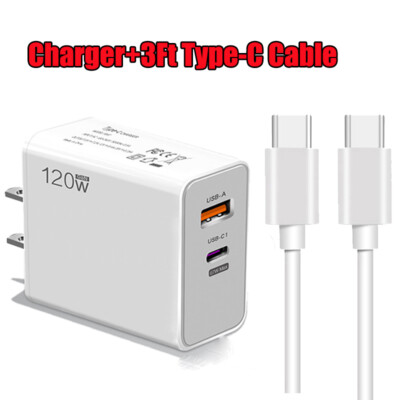 120W Type C USB-C Super Fast Wall PD Charger For Xiaomi Redmi Note 13 12 11 Pro