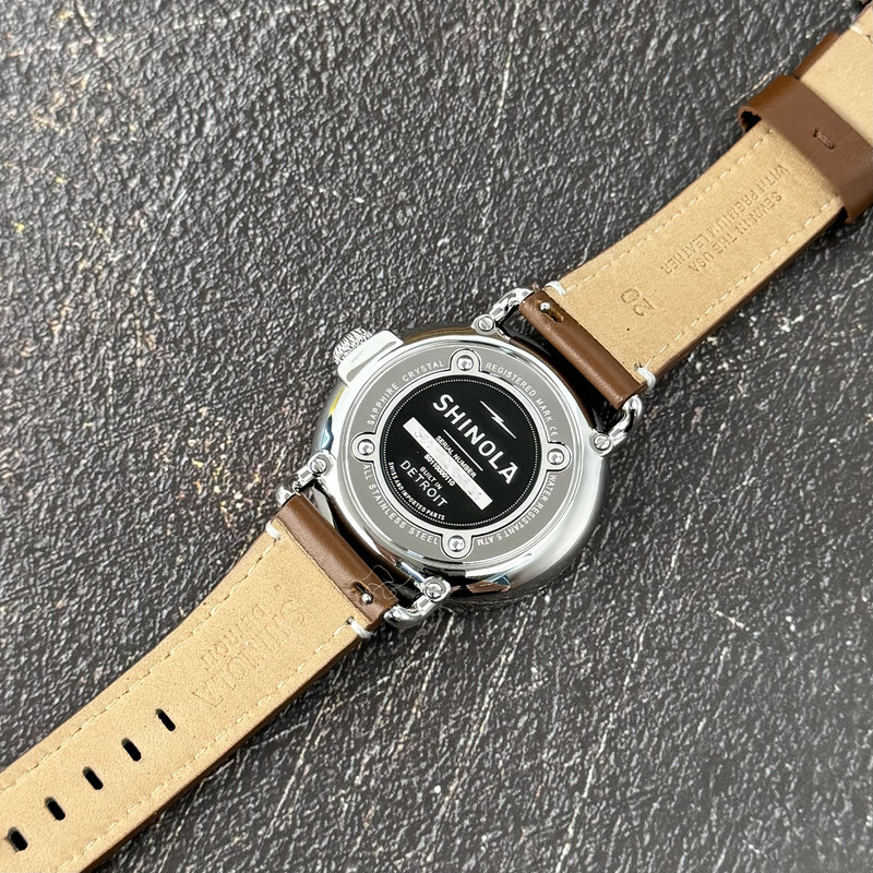 Pre-owned Shinola The Runwell Classic Cream Dial Dark Brown Leather Strap Watch 41mm