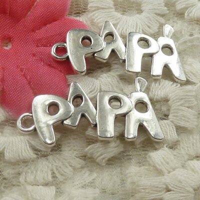 Free Ship 38 pcs Antique silver PAPA charms pendant 31x11mm H-4723