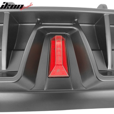 Fits 20-23 Tesla Model Y IKON Style Matte Black Rear Bumper Lip Diffuser W/ LED