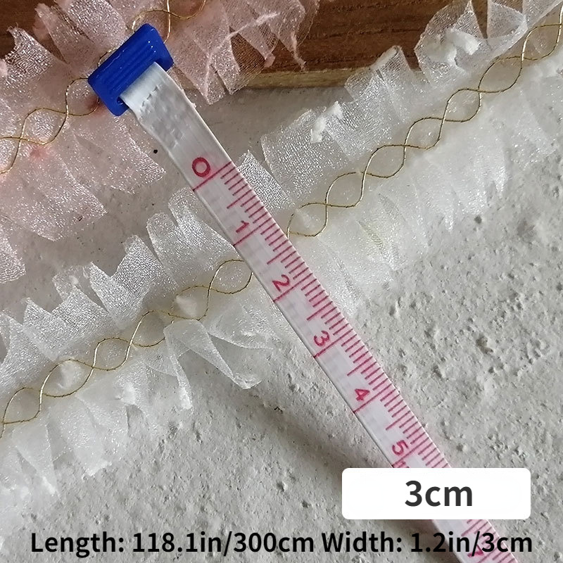Lace Pleated Fabric Trims Ribbon Mesh Sheer for Clothes DIY Sew Decor Cute Multi
