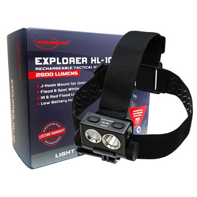 Powertac Explorer HL-10 2550 Lumen White/Red/IR Headlamp Magnetic Charging