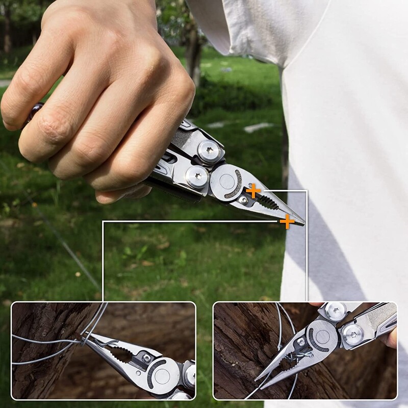 Flissa 16 In 1 Multi Tool Pliers Portable Survival Outdoor Compact Folding Knife