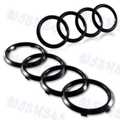 Black SET For Audi Rings Front + Rear A3 A4 S4 A5 S5 A6 S6 SQ7 TT Badge Emblem