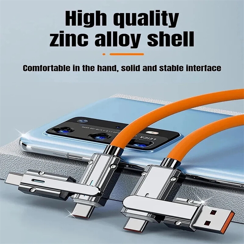 200W Fast Charging USB PD Wall Charger 100W 4 in1 Cable For All Cell Phone iPad