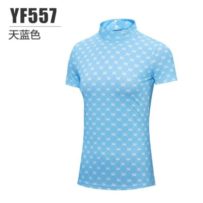 PGM Women Stand Collar Golf Tops Lady Printed Pleated Skirts Slim Tracksuits Set