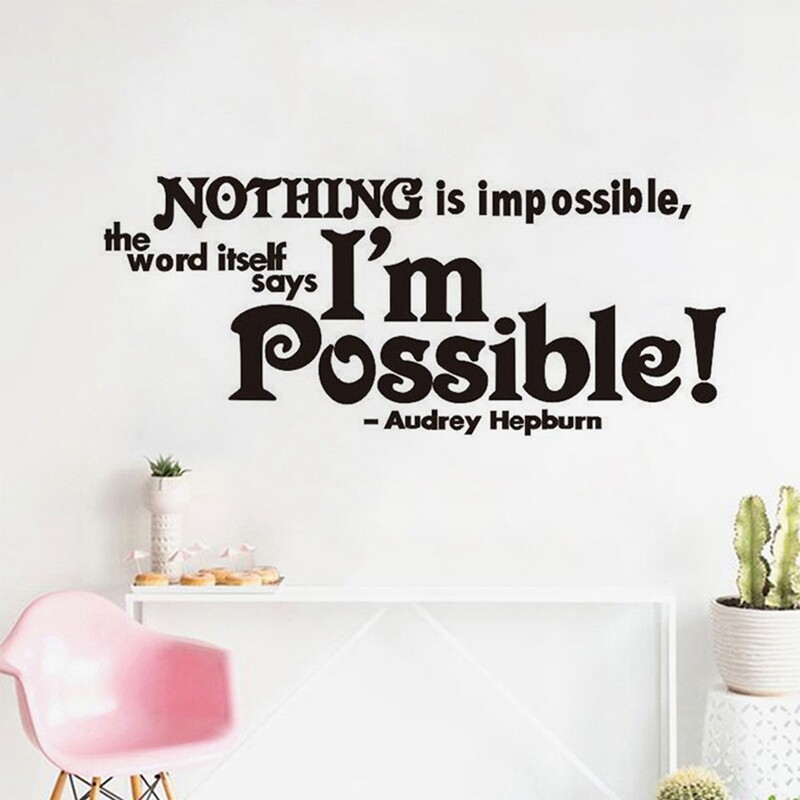 Details About Nothing Is Impossible Wall Decals Inspirational Quotes Living Room Bedroom Us