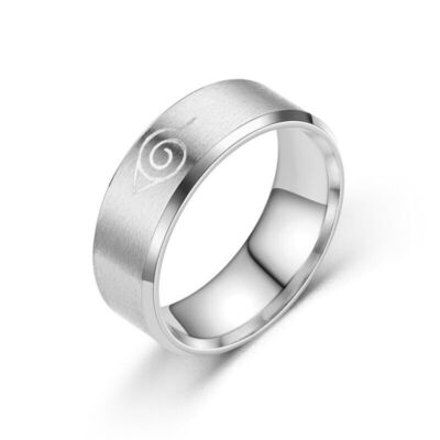 Anime Naruto Rings Black Men's Rings Stainless Steel Rings Glod White Size 6-13