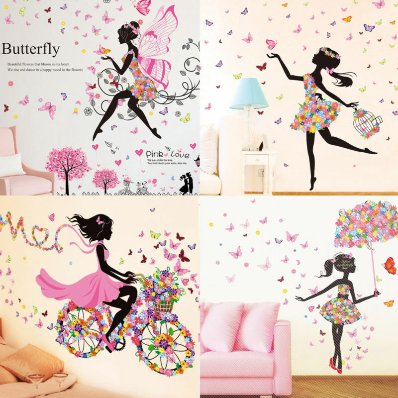Details About Diy Wall Stickers Flowers Girl Bedroom Wall Mural Decor Nursery Vinyl Decal Uk