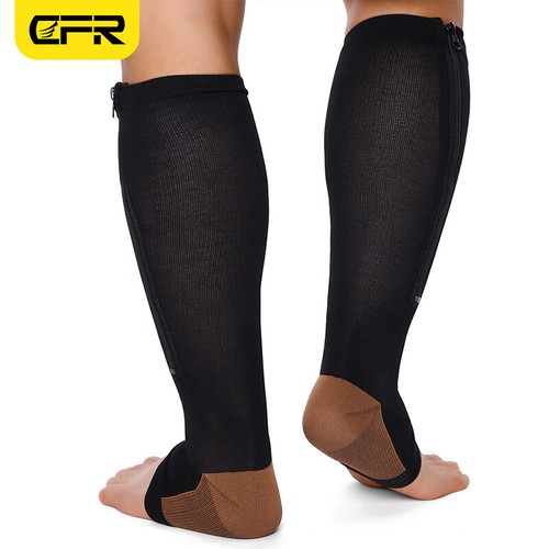 Copper Zipper Compression Socks Support Graduated Stockings Women Mens 20-30mmHg