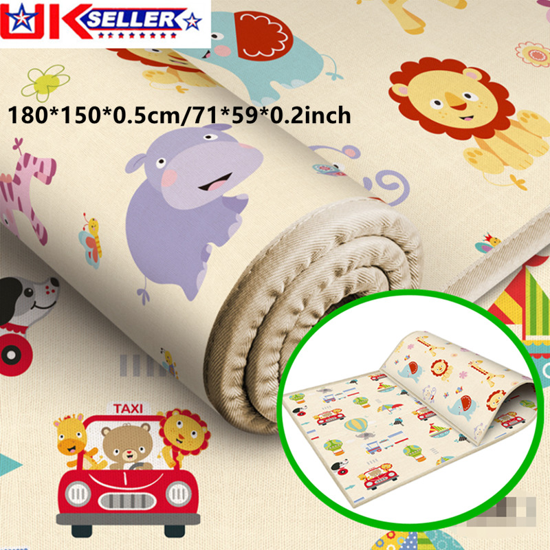 150cm X180 Cm Play Mat 2 Sided Kids Crawling Educational Soft Foam Picnic Carpet
