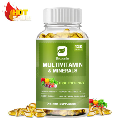 120 Pills Multivitamin & Minerals Capsules High Potency with Iron Zinc Biotin