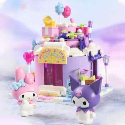  Official Sanrio Kuromi & My Melody Cake Shop Building Blocks Set Creative NEW