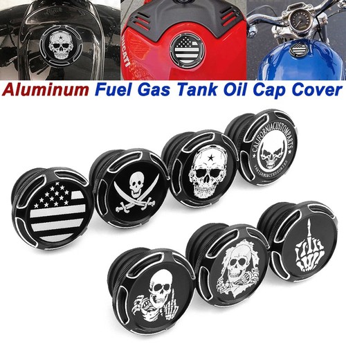 Black Skull Fuel Gas Tank Oil Cap Cover For Harley Sportster