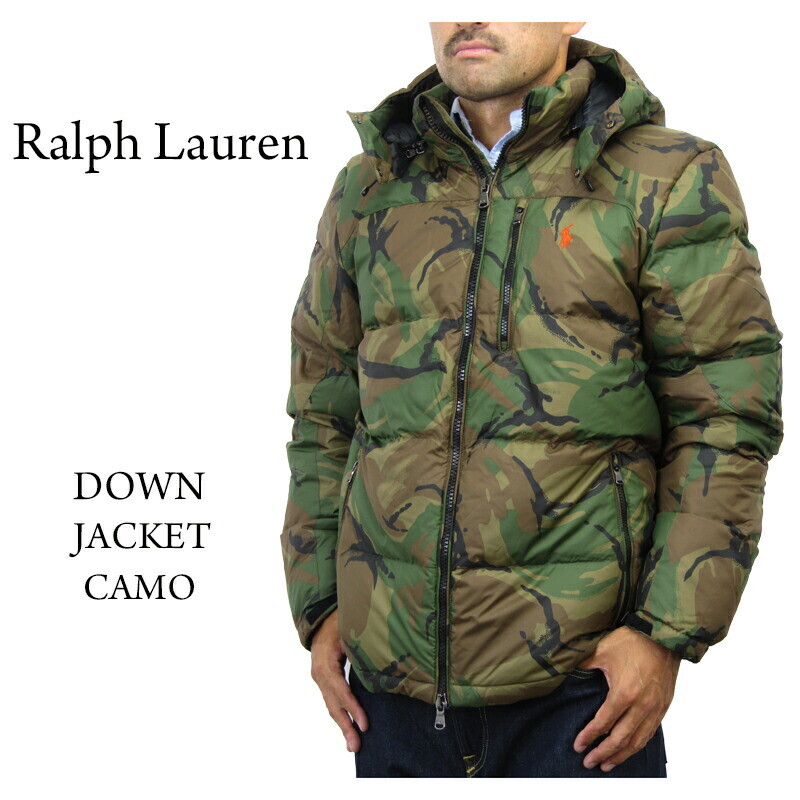 

Пуховик с капюшоном Polo Ralph Lauren — Камуфляжный принт с изображением пони, Camouflage