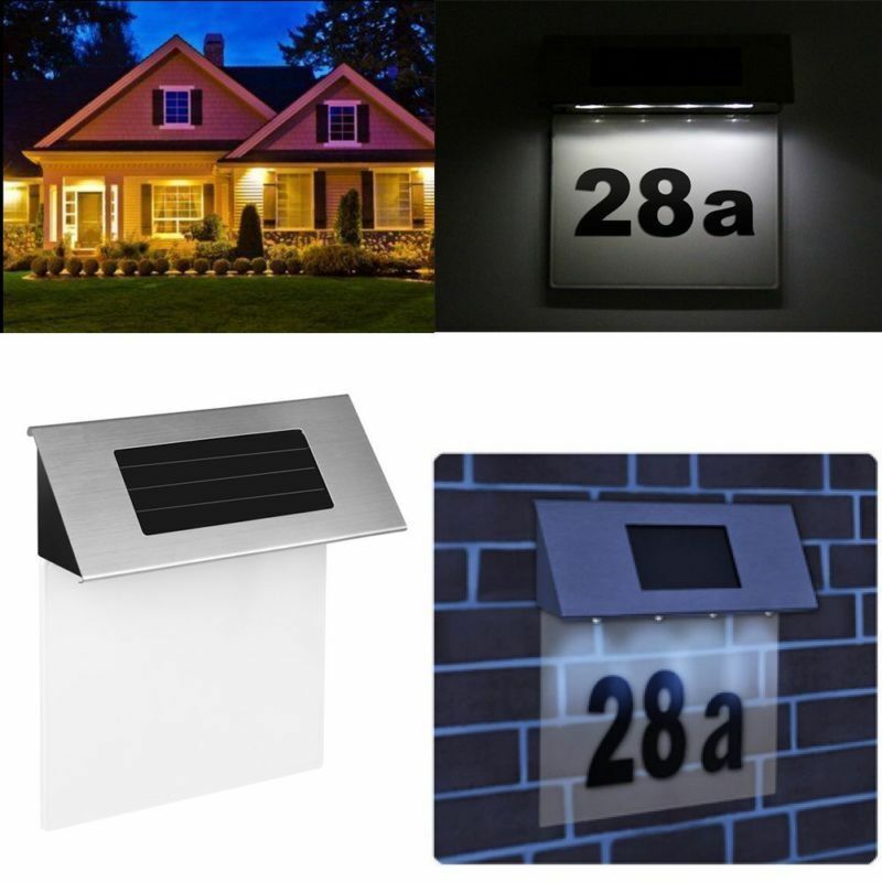 Solar Powered Hausnummer mit LED Beleuchtung Design Edelstahl Hausnummernleuchte
