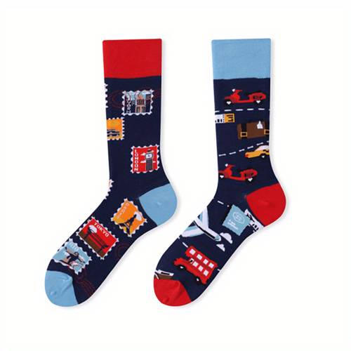Globetrotter - Colorful Fashion ODD Socks Unisex Crew Socks UK 5-10