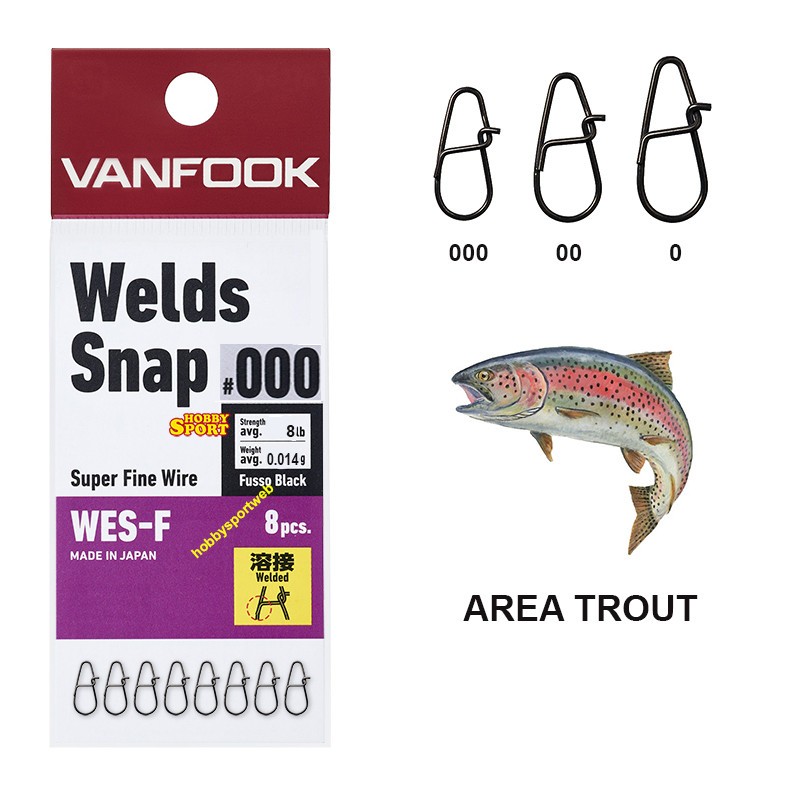 VANFOOK WELD SNAP WES-F SALDATO SIZE 000 ULTRA LIGHT SPINNING  AREA TROUT 8 PZ