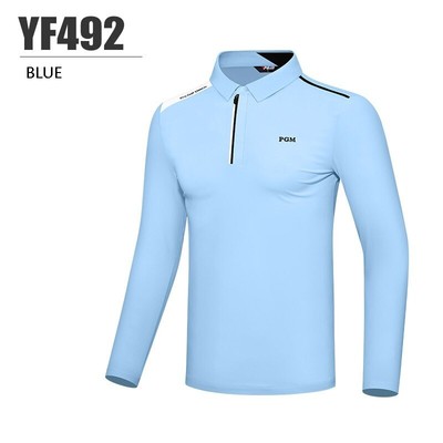 PGM Men Leisure Elastic Golf Polo Shirt Autumn Male Breathable Long Sleeve Tops