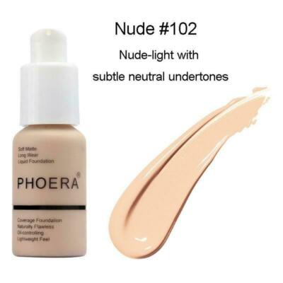 Phoera Foundation Makeup Full Coverage Liquid Base Brighten Long Lasting Shade
