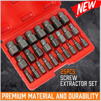 25 Pcs Multi-Spline Screw Extractor Set Hex Head Bit Socket Wrench Bolt Remover