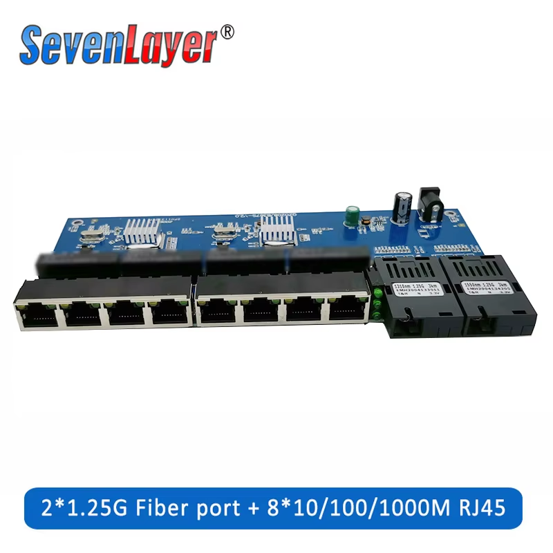 10/100/1000M Gigabit Ethernet switch Fiber Optical Media Converter PCBA 8 RJ45 U