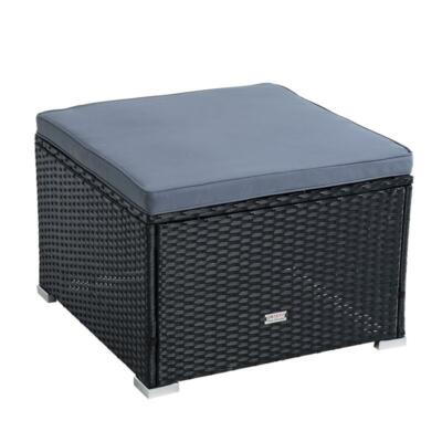 Rattanhocker Gartenhocker Hocker XXL Stuhl Polyrattan Sitzhocker Schwarz