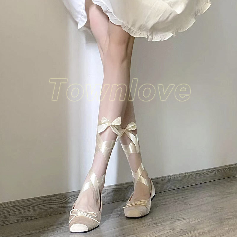 Silk Ballet Shoes Lace Up Ballet Shoes Women Flats Valenine