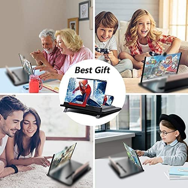 12 Inch Screen Magnifier, 3D Smart Mobile Phone Screen Amplifier with Foldable H