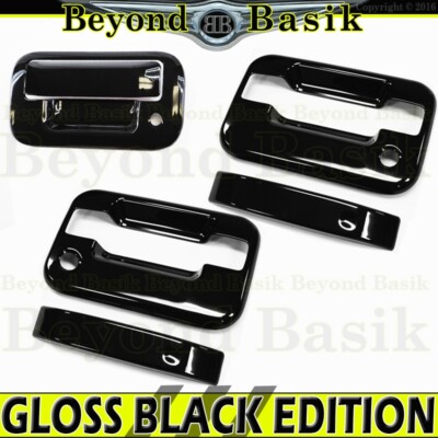 2004-2014 FORD F150 Std/Ext Cab GLOSS BLACK 2 Door Handle COVERS w/PSK+Tailgate