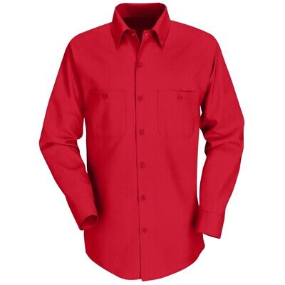 Red Kap Work Shirt Solid Color 2 Pocket Men's Industrial Uniform Long Sleeve