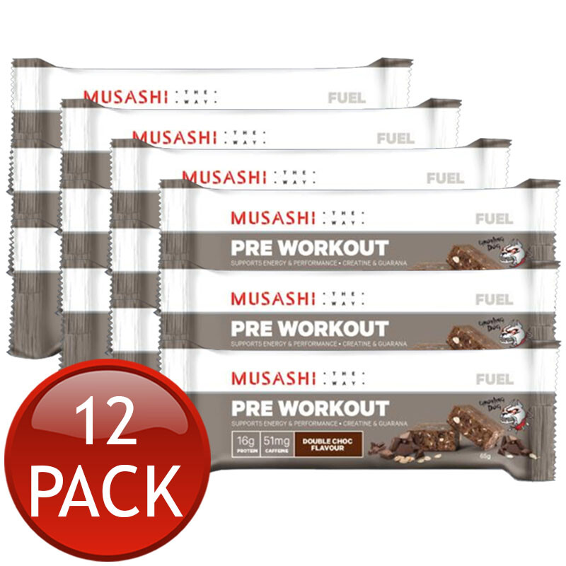 12 X Musashi Pre Workout Bar Double Choc Protein Energy Performance Fuel Gym 65g Ebay