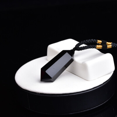 Natural Black Obsidian Quartz Pendant Chakra Crystal Necklace Healing Stone Rock