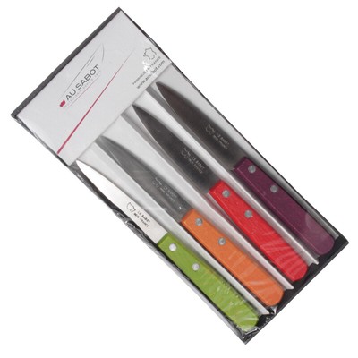 Au Sabot Keukenmes, 4 stuks, Houten Handvat, verschillende Kleuren