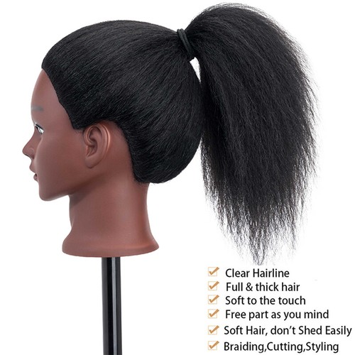 100% Real Human Hair Mannequin Head Practice Styling Training Manikin Doll+Stand