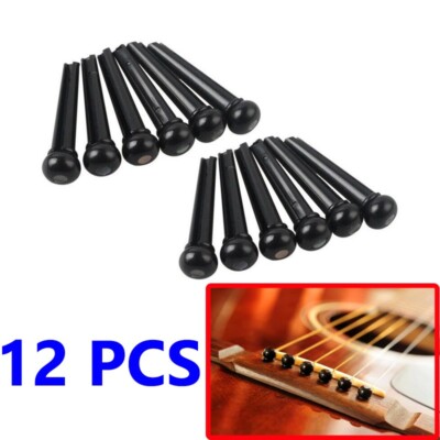 12 Pack Black Pearl Dot Acoustic Guitar Bridge Pins String End Peg Fastener Hold