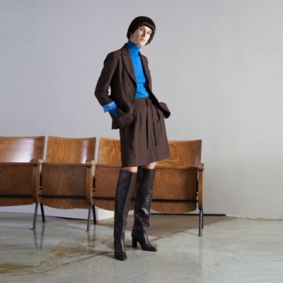Pinstripe Jacket With Two Buttons Woman H2O Italy Eceno Colour Mocha Smurf I2023