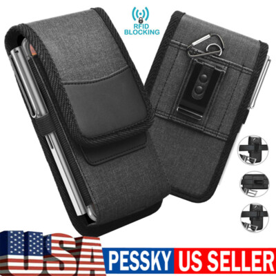 Cell Phone Holster Pouch For iPhone Samsung Nylon Wallet Case With Belt Clip