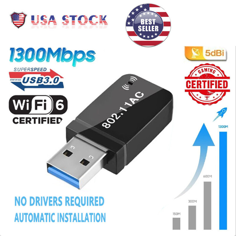1300Mbps USB3.0 Wireless WiFi Adapter Dongle Dual Band 5G/2.