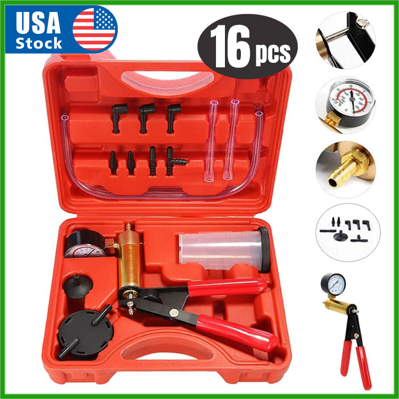 Hand Held Vacuum Pressure Pump Tester Set Brake Fluid Bleeder Bleeding