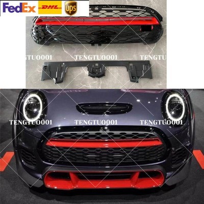 FOR 2014-2021 MINI COOPER F55 F56 F57 GP STYLE GLOSS BLACK RED TRIM FRONT GRILLE