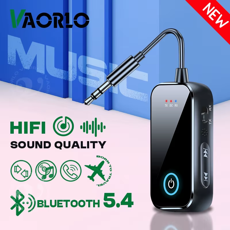Upgraded Bluetooth 5.4 AUX Receiver Transmitter 3.5MM With Mic HiFi Stereo Music
