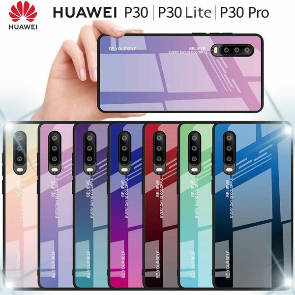 COVER per Huawei P30 Lite/Pro ORIGINALE Gradient Glass con RETRO VETRO TEMPERATO