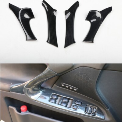 For Lexus IS 2006-2011 Black Carbon Fiber Interior Door Armrest Panel Trim 4PCS
