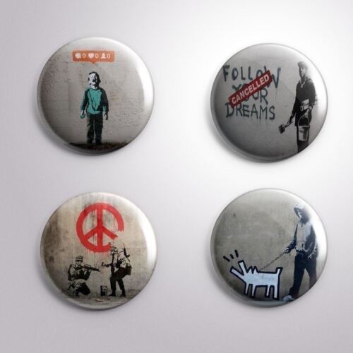 Banksy Pulp Fiction 25mm 1/" Pin Badge Travolta Jackson Street Art Stencil