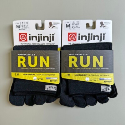 2 Pair injinji Men's Lightweigh toe Socks Mini Crew Performance Size M 8-10.5