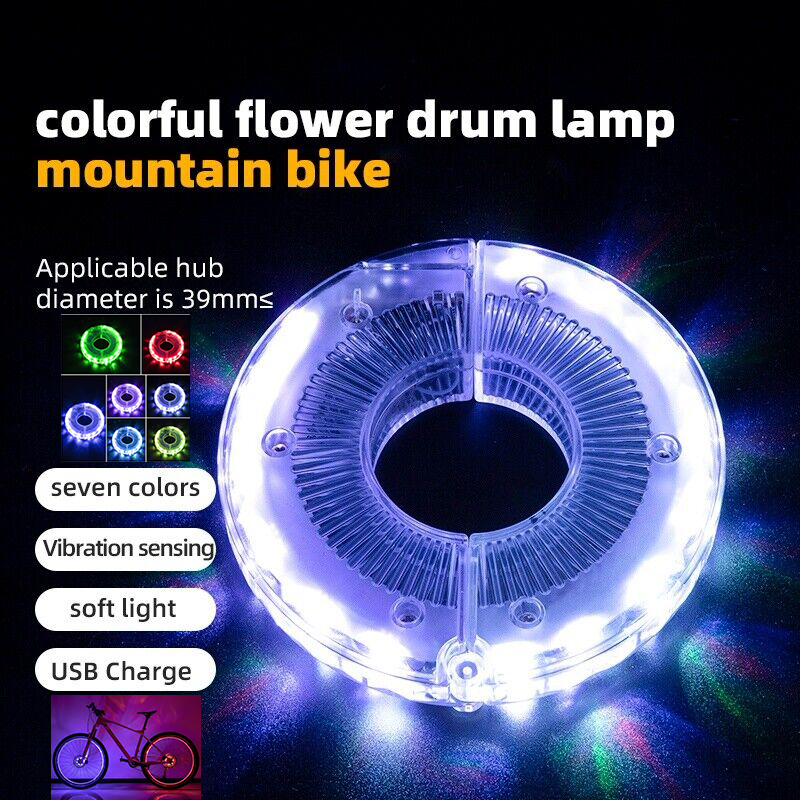 ROCKBROS LED Bike Wheel Light 7 Color USB Rechargeable Hub S