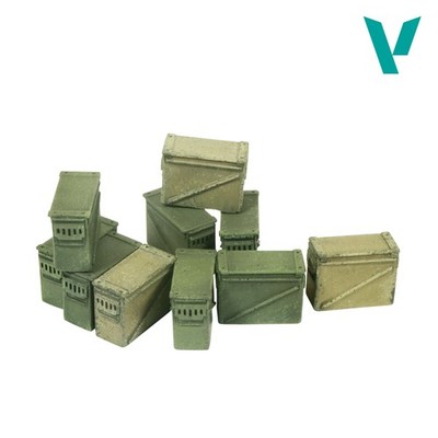 Vallejo Scenics SC221 1/35 Scale 12.7mm Large Ammo Boxes Set of 10