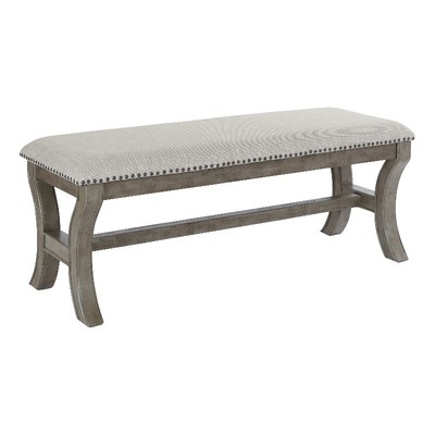 Monaco 48'' Bench in Gray Fabric with Antique Grey Base